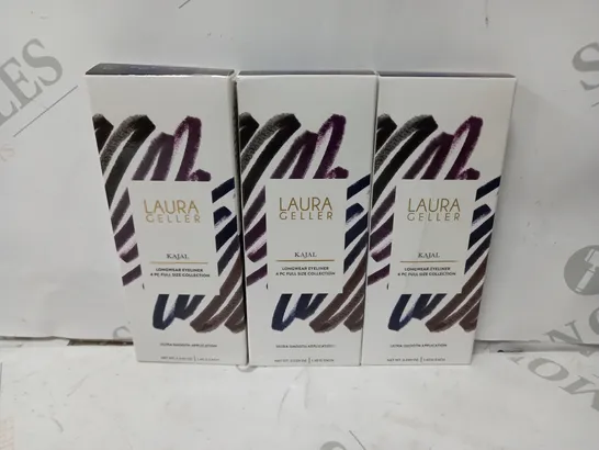 3 X 4PC SETS OF LAURA GELLER KAJAL LONGWEAR EYELINER