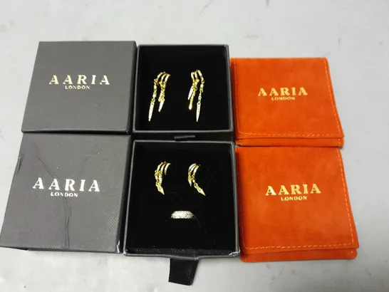 LOT OF 2 AARIA LONDON JEWELLERY ITEMS INCLUDES EARRINGS AND EARRINGS AND RING