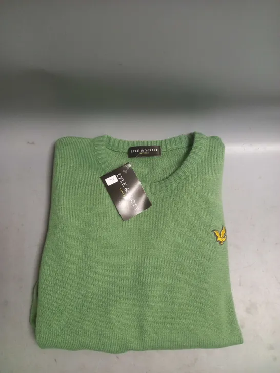 LYLE & SCOTT VINTAGE KNIT CREW NECK PULLOVER IN GREEN SIZE XL