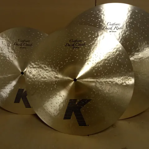 ZILDJIAN K CUSTOM SERIES - DARK CRASH CYMBALS - 16", 18", 20"