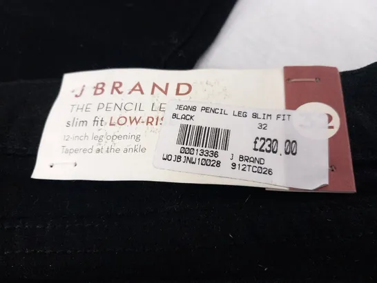 J BRAND THE PENCIL LEG SLIM FIT LOW-RISE BLACK JEANS SIZE 29