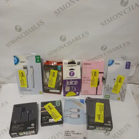 BOX OF APPROXIMATELY 20 ASSORTED ELECTRICAL PRODUCTS TO INCLUDE JUICE CHARGER, WIRELESS EARPHONES, KIDS HEADPHONES ETC