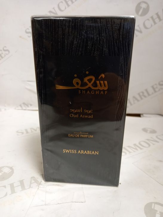 BOXED AND SEALED SHAGHAF SWISS ARABIAN "OUD ASWAD" EAU DE PARFUM, 75ML