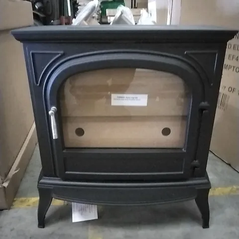 CERAMIC LONG ELECTRIC FIRE IN BLACK MISSING LEG