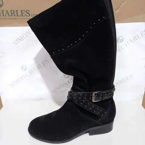 MARC FISHER BLACK SUEDE HIGH RISE BOOTS - SIZE 7	