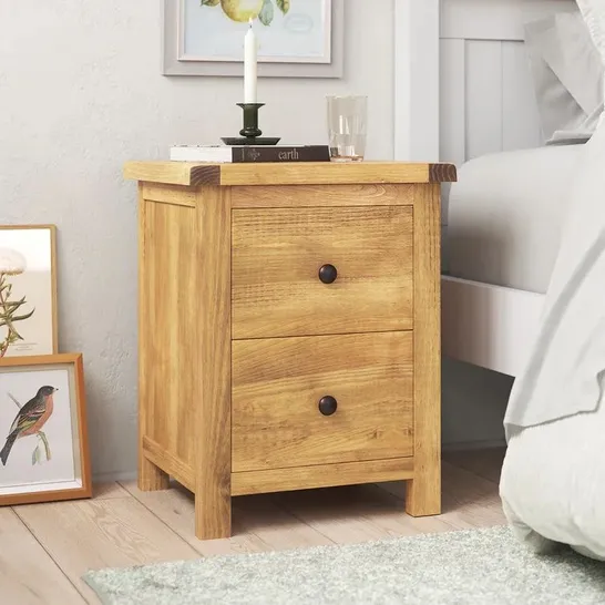 BOXED AUDETTE SOLID + MANUFACTURED WOODEN BEDSIDE TABLE 