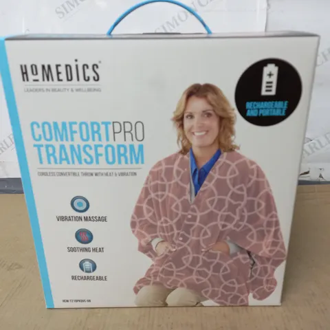 LOT OF 2 BOXED AS NEW HOMEDICS COMFORT PRO TRANSFORM CORDLESS HEATED THROWS