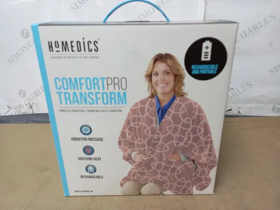 LOT OF 2 BOXED AS NEW HOMEDICS COMFORT PRO TRANSFORM CORDLESS HEATED THROWS