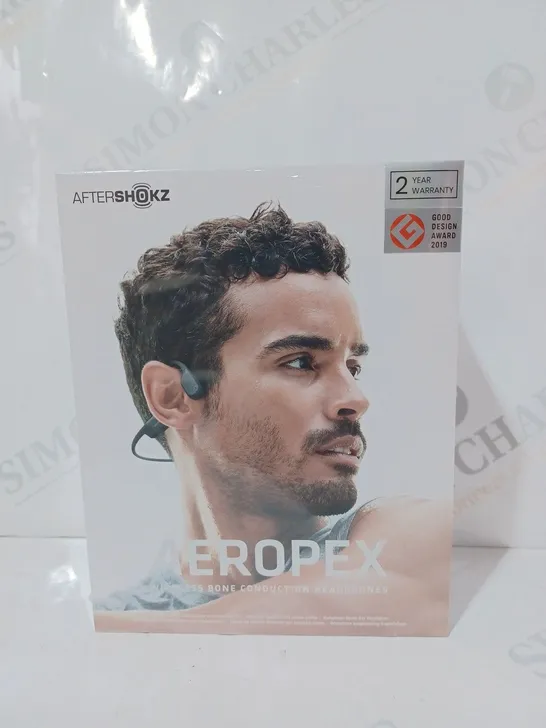 BOXED AFTERSHOKZ AEROPEX WIRELESS BONE CONDUCTION HEADPHONES IN COSMIC BLACK COLOUR