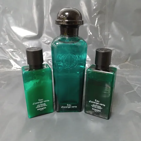 UNBOXED HERMES PARIS EAU D'ORANGE VERTE GIFT SET TO INCLUDE EAU DE COLOGNE 100ML, ALL OVER SHAMPOO 40ML AND BODY LOTION 40ML