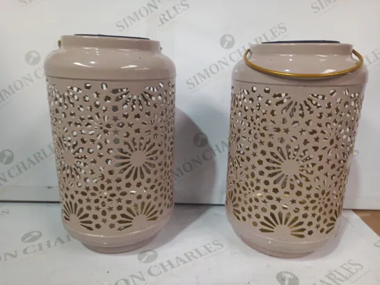 GARDEN REFLECTIONS SET OF 2 PATTERNED SOLAR LANTERNS