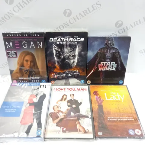APPROXIMATELY 20 ASSORTED DVD FILMS & BOX SETS TO INCLUDE STAR WARS, MEGAN, GAVIN & STACEY ETC 