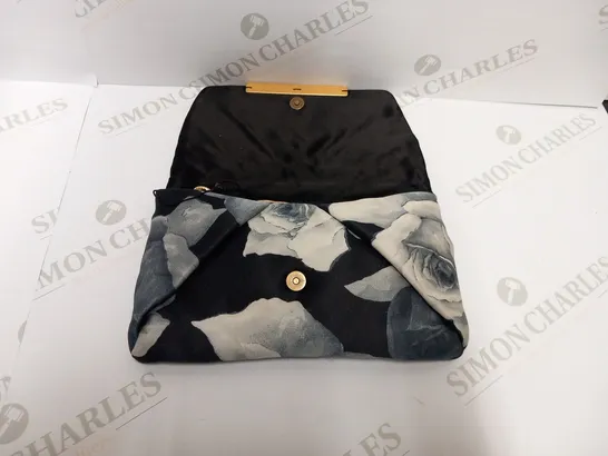 LANVIN GREY, BLACK ROSE AND SATIN GOLD CHAIN BAG