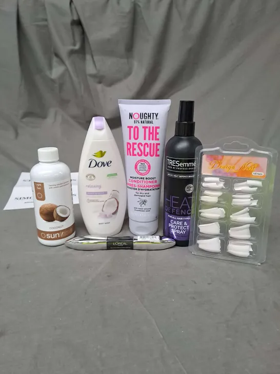 APPROXIMATELY 20 ASSORTED COSMETIC PRODUCTS TO INCLUDE DOVE BODY WASH, l'oreal MASCARA AND TRESEMME HEAT PROTECTION SPRAY