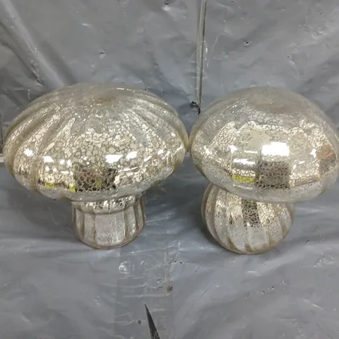 HOME REFLECTIONS SET OF 2 MERCURY GLASS MUSHROOMS