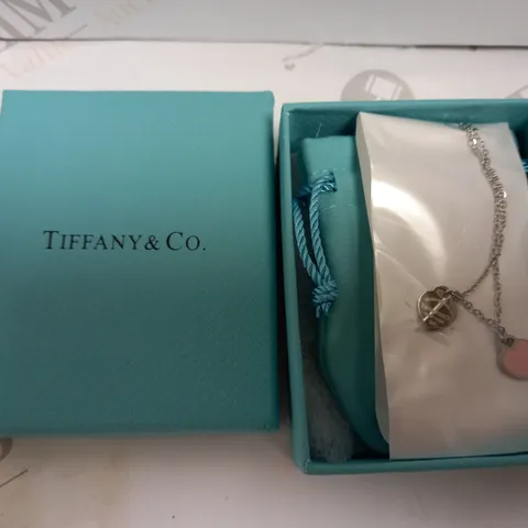 BOXED TIFFANY&CO STAINLESS STEEL NECKLACE WITH HEART PENDANT 