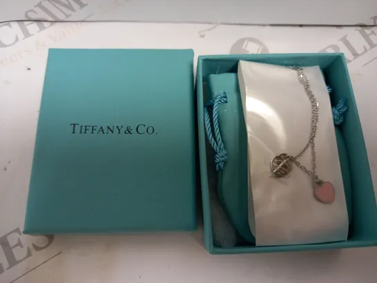 BOXED TIFFANY&CO STAINLESS STEEL NECKLACE WITH HEART PENDANT 