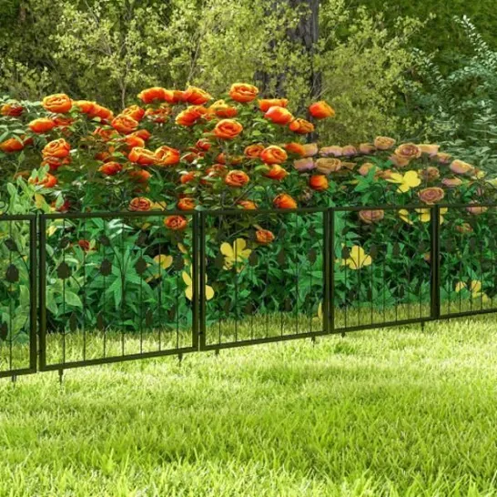 BOXED COSTWAY OUTDOOR GARDEN FENCE RUSTPROOF METAL DECORATIVE ANIMAL BARRIER W/DETACHABLE LEGS (1 BOX)