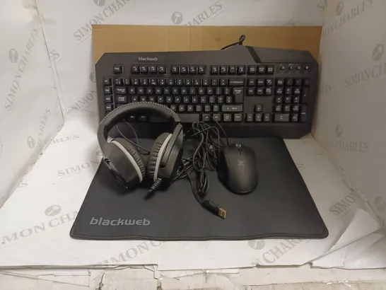 BLACKWEB 4 IN 1 GAMING KIT INCLUDING KEYBOARD, MOUSE AND HEADPHONES