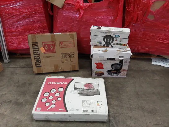 PALLET OF ASSORTED CONSUMER PRODUCTS TO INCLUDE: LED TV, AIR FRYER, MIRROR INDOOR/OUTDOOR ANTENNA ECT