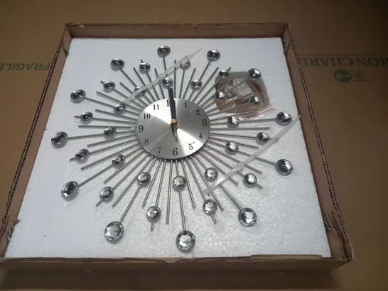 BOXED SILVER RAYS WALL CLOCK