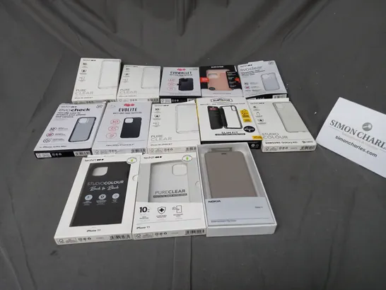 13 ASSORTED ITEMS TO INCLUDE SCREEN PROTECTORS, CASES