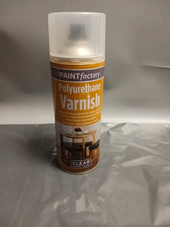 LOT OF 12 PAINT FACTORY POLYURETHANE VARNISH CLEAR GLOSS FINISH 400ML PER CAN