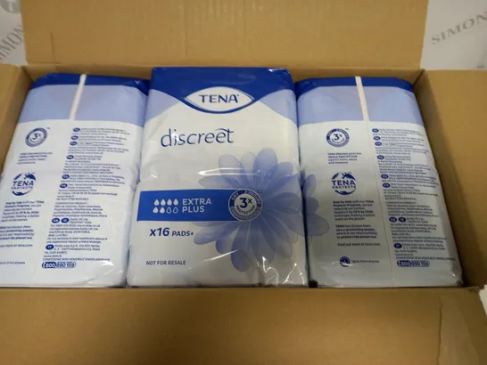 LOT OF 6 PACKS OF TENA DISCREET X16 PADS+