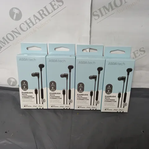 APPROXIMATELY 60 4-PACK BOXES OF BRAND NEW EARBUDS WITH LIGHTNING CONNECTOR