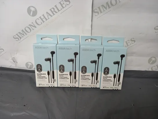 APPROXIMATELY 75 4-PACK BOXES OF BRAND NEW EARBUDS WITH LIGHTNING CONNECTOR