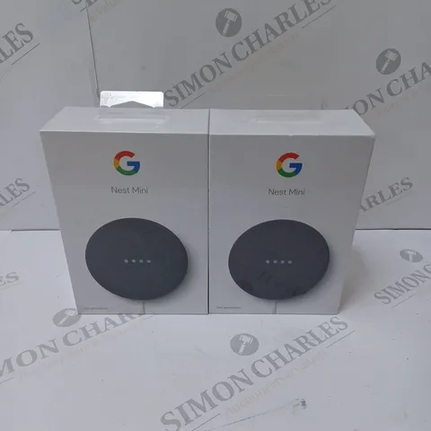 2 BRAND NEW BOXED GOOGLE NEST MINI 2ND GENERATION SMART SPEAKERS - CHARCOAL    