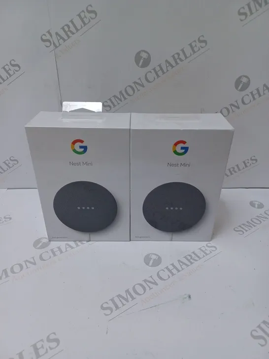 2 BRAND NEW BOXED GOOGLE NEST MINI 2ND GENERATION SMART SPEAKERS - CHARCOAL    