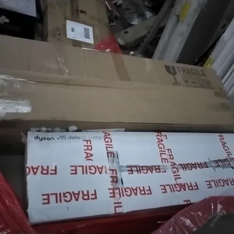 PALLET OF ASSORTED ITEMS INCLUDING DYSON V15 DETECT COMPLETE, NEW METAL GARDEN ARCH, SHOWER UNIT