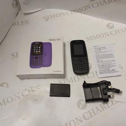 BOXED NOKIA 105 MOBILE PHONE WITH BATTERY, CHARGER AND INSTRUCTIONS