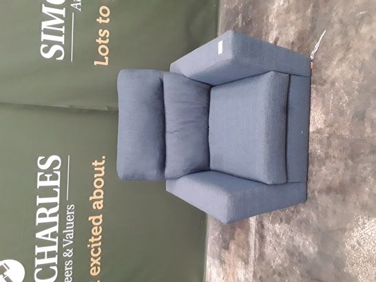 QUALITY BLUE FABRIC FIXED FRAME ARMCHAIR