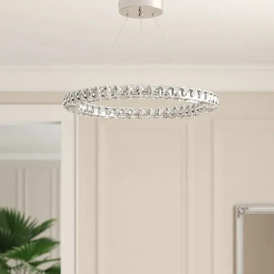 BOXED 1 - LIGHT POLISHED CHROME LED CRYSTAL PENDANT