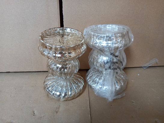 ALISON CORK PRE-LIT SET OF 2 MERCURY GLASS CANDLE HOLDERS