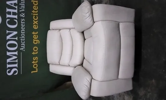 DESIGNER OFF WHITE LEATHER POWER RECLINER ARMCHAIR