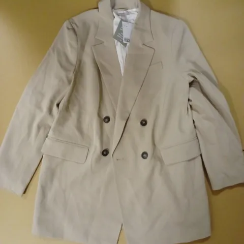 H&M BUTTON BLAZER JACKET, STONE - SIZE M