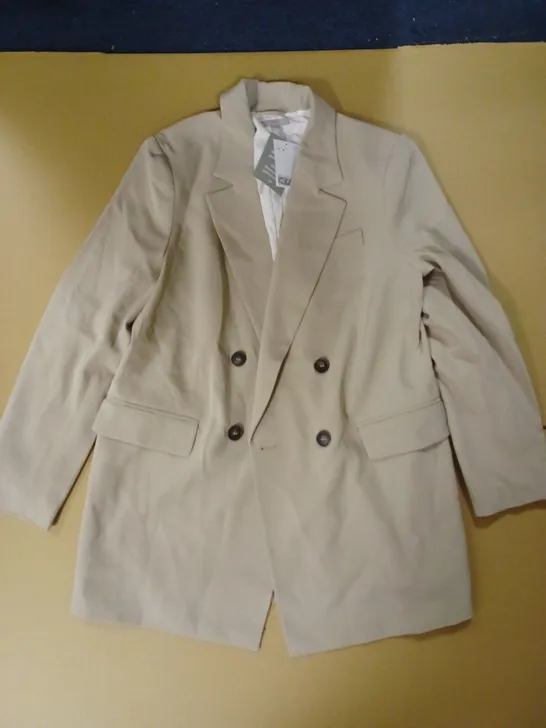 H&M BUTTON BLAZER JACKET, STONE - SIZE M