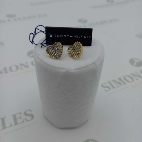 BRAND NEW TOMMY HILFIGER HEART PAVE STUD EARRINGS