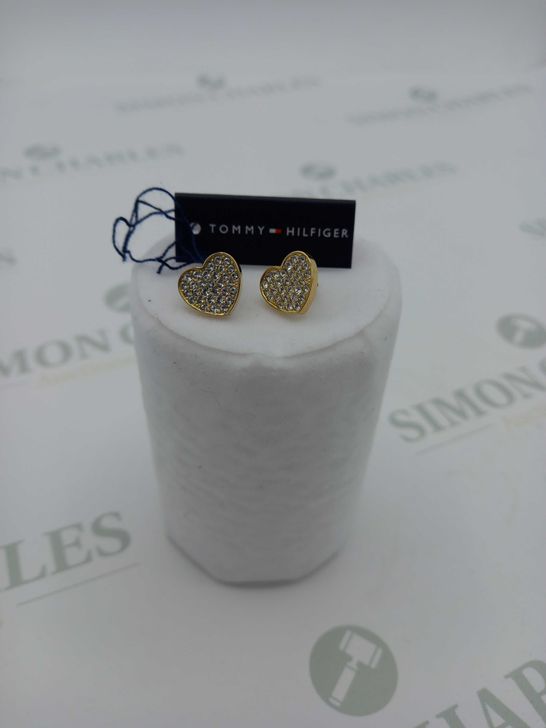 BRAND NEW TOMMY HILFIGER HEART PAVE STUD EARRINGS RRP £73.5