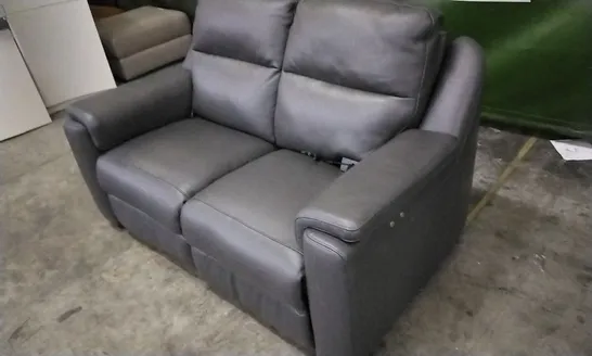 QUALITY ITALIAN DESIGNER AVILA POWER RECLINER LOVESEAT MEDIUM GREY LEATHER