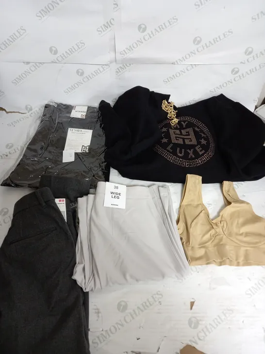 BOX OF APPROXIMATELY 22 ASSORTED CLOTHING ITEMS TO INCUDE - HOODIE , TROUSERS , BRA ETC