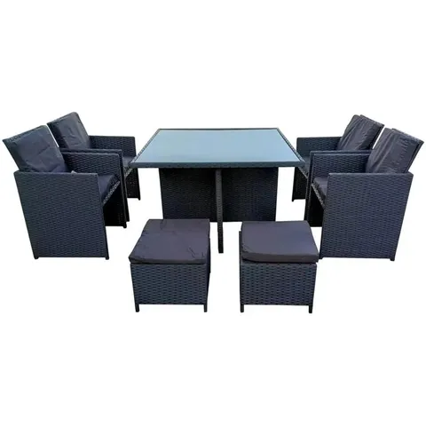 BOXED BOWERY SQUARE 8 - PERSON 110CM LONG DINING SET (3 BOXES)