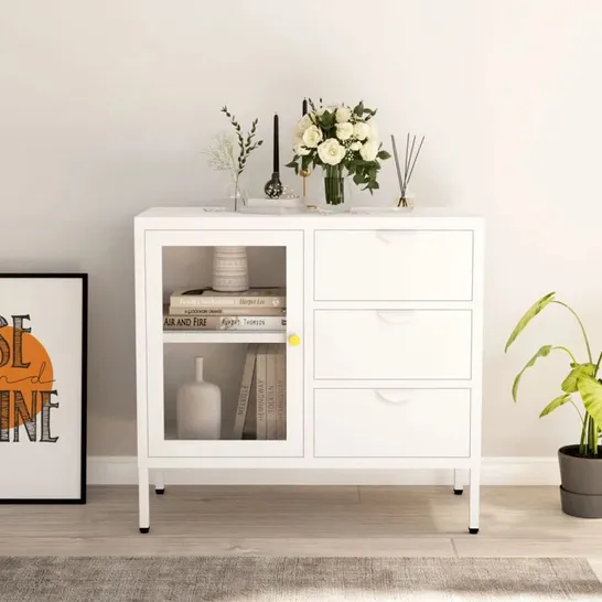 BOXED BRYSHAUN 75CM SIDEBOARD IN WHITE (1 BOX)