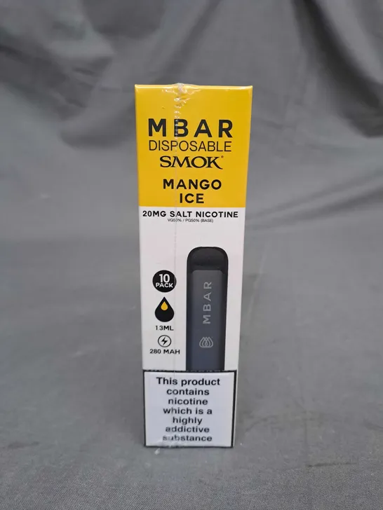 SEALED SMOK MBAR PRO DISPOSABLE DEVICE MANGO ICE 10 PACK