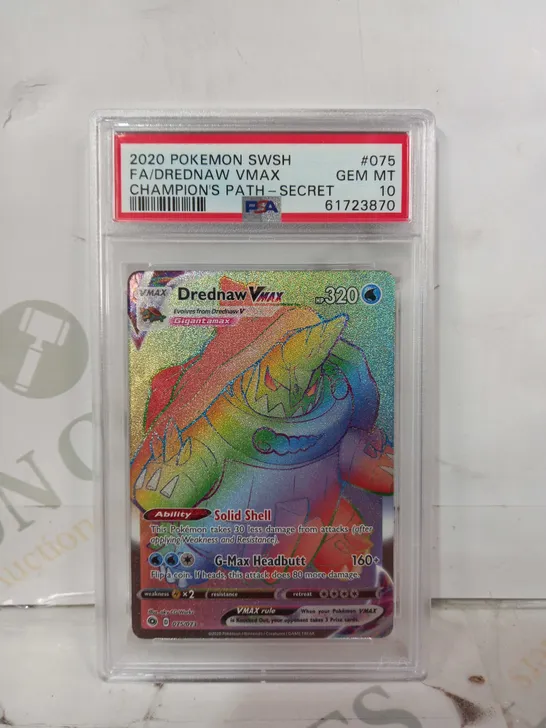 FRAMED AND GRADED COLLECTIBLE POKÉMON TRADING CARD - FA/DREDNAW VMAX (2020 SWSH)