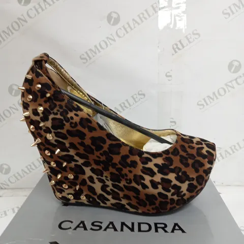 BOX OF 12 CASANDRA LEOPARD SUEDE HIGH HEELED SHOES 