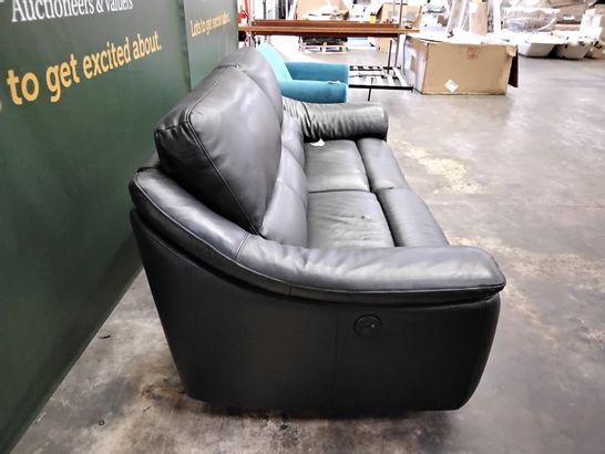 QUALITY FRANCIS 3 SEATER JET BLACK FAUX LEATHER POWER RECLINER SOFA